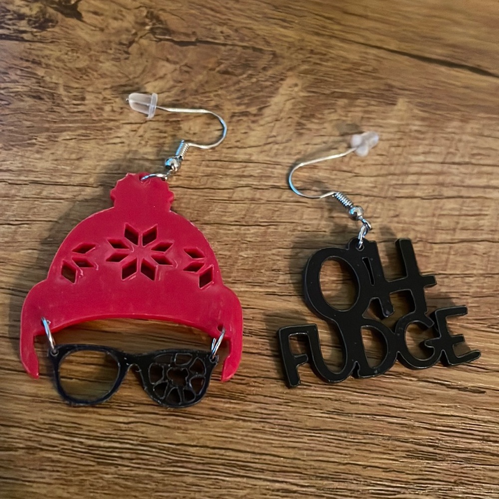 A Christmas story earring set.